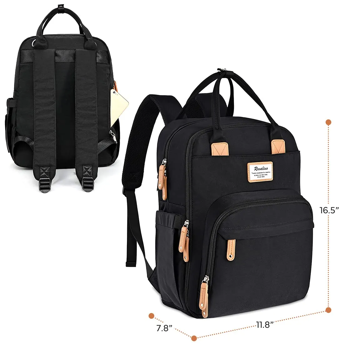 Ruvalino Classic Diaper Bag Backpack - Black
