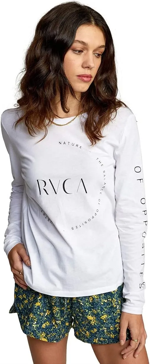 RVCA Women's Red Stitch Long Sleeve Graphic Tee Shirt
