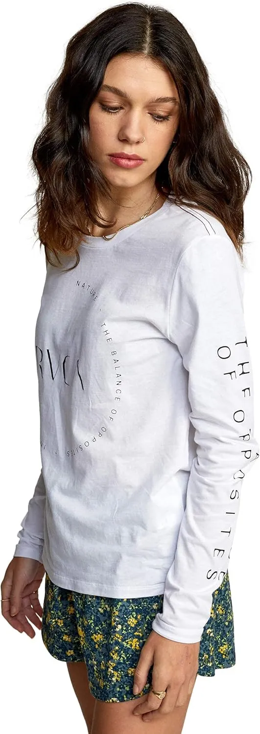 RVCA Women's Red Stitch Long Sleeve Graphic Tee Shirt