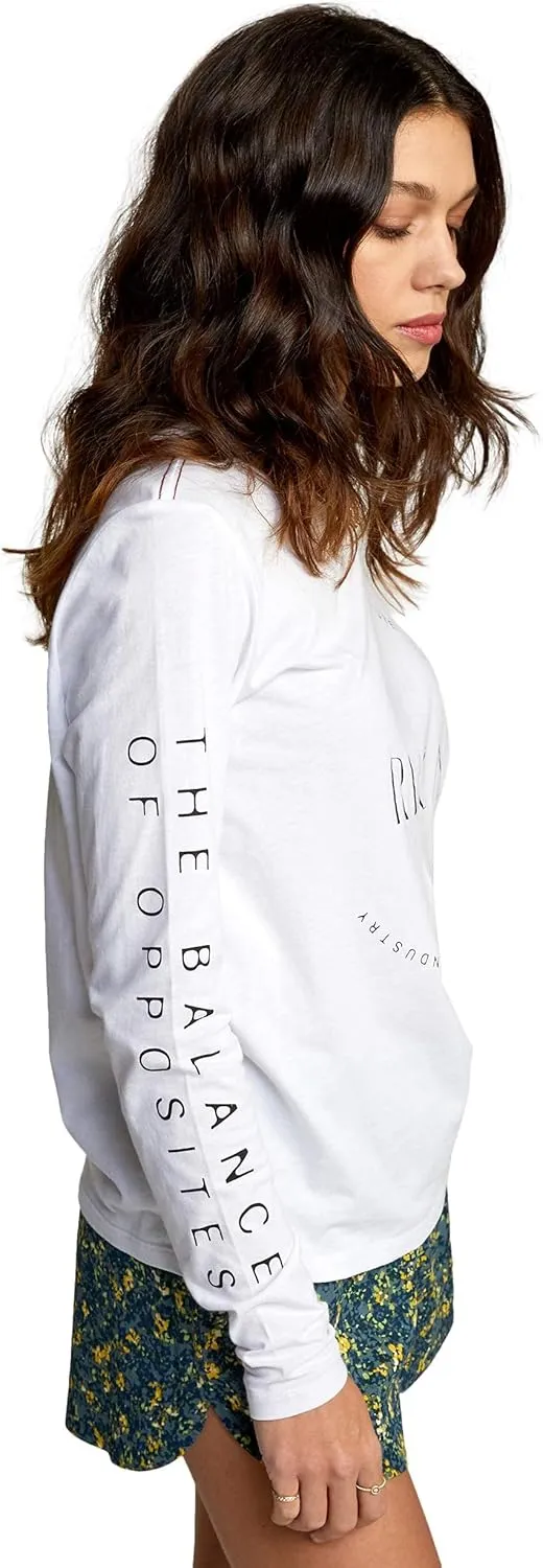 RVCA Women's Red Stitch Long Sleeve Graphic Tee Shirt