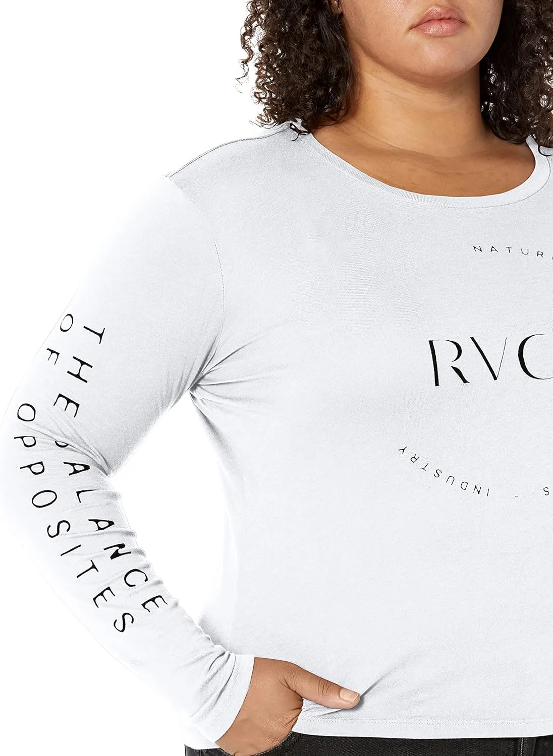 RVCA Women's Red Stitch Long Sleeve Graphic Tee Shirt