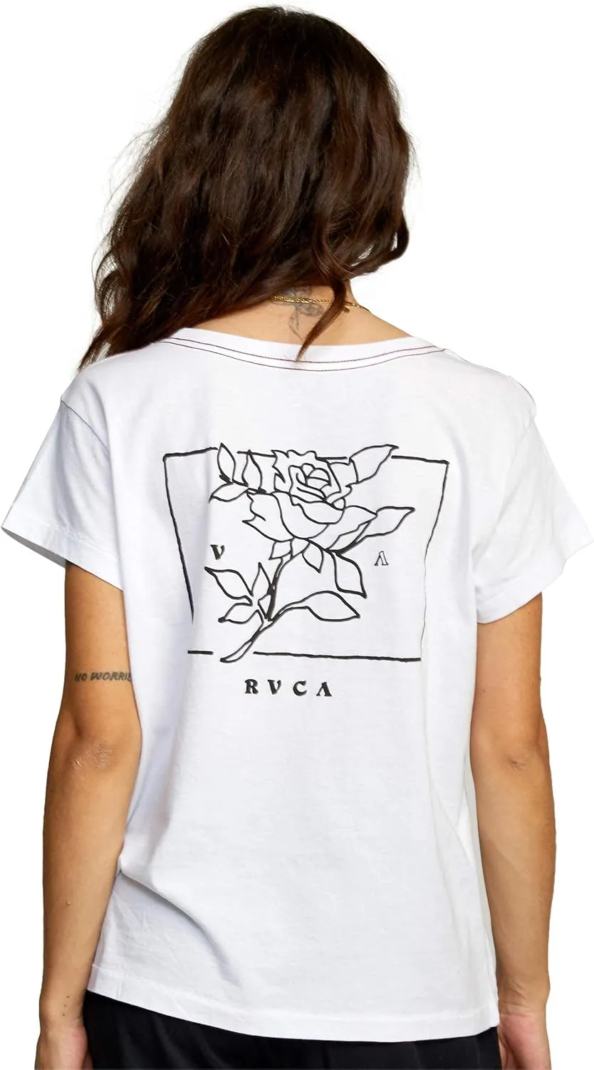 RVCA Women's Red Stitch Short Sleeve Graphic Tee Shirt