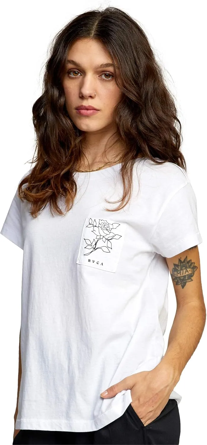 RVCA Women's Red Stitch Short Sleeve Graphic Tee Shirt