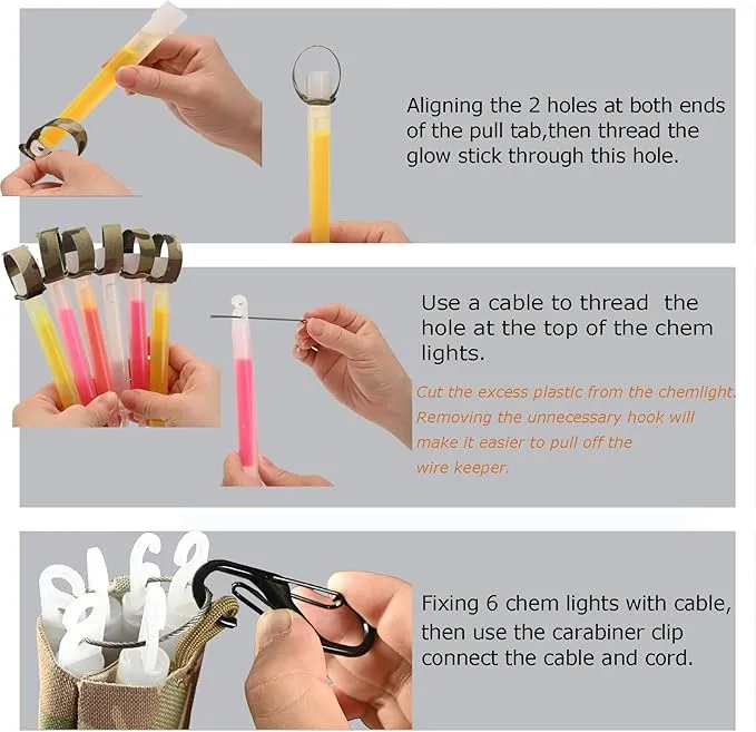 SABADO Tactical Chem Lights with Holders and Carabiner Clip, 6 Ultra Bright Glow Sticks with 12 Hour Duration for Camping Fishing and Hunting