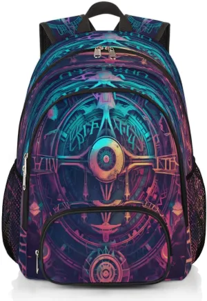 Sacred Geometry Small Backpack for Women, Magic Circle Travel Backpack Carry On Backpack Waterproof Backpack Cute Book Bags With Chest Strap for Women Men