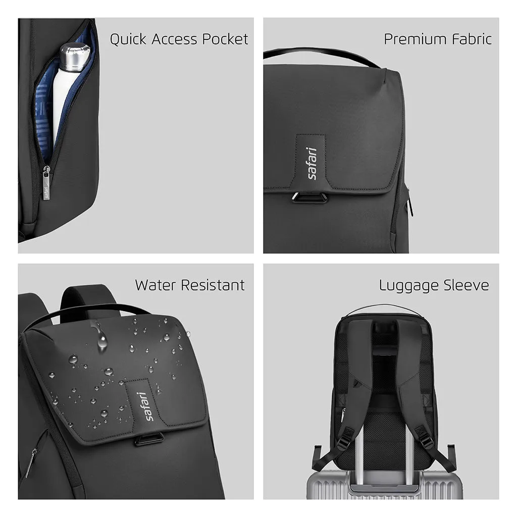 Safari Enigma 27L Black Formal Backpack with Laptop Sleeve