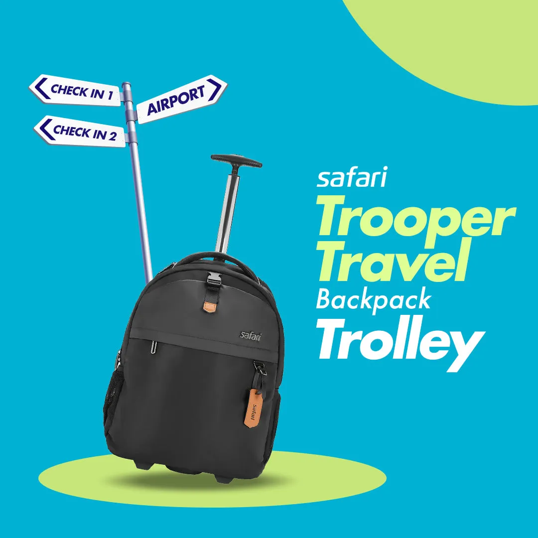 Safari Trooper 20L Black Travel Backpack with Trolley Bag
