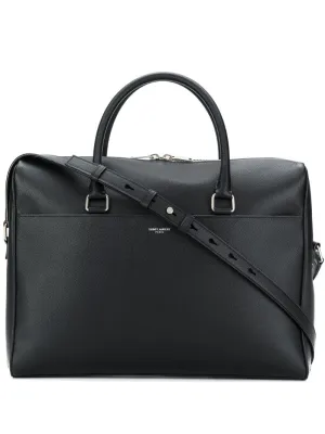 Saint Laurent - logo stamp briefcase - men - Leather - One Size - Black