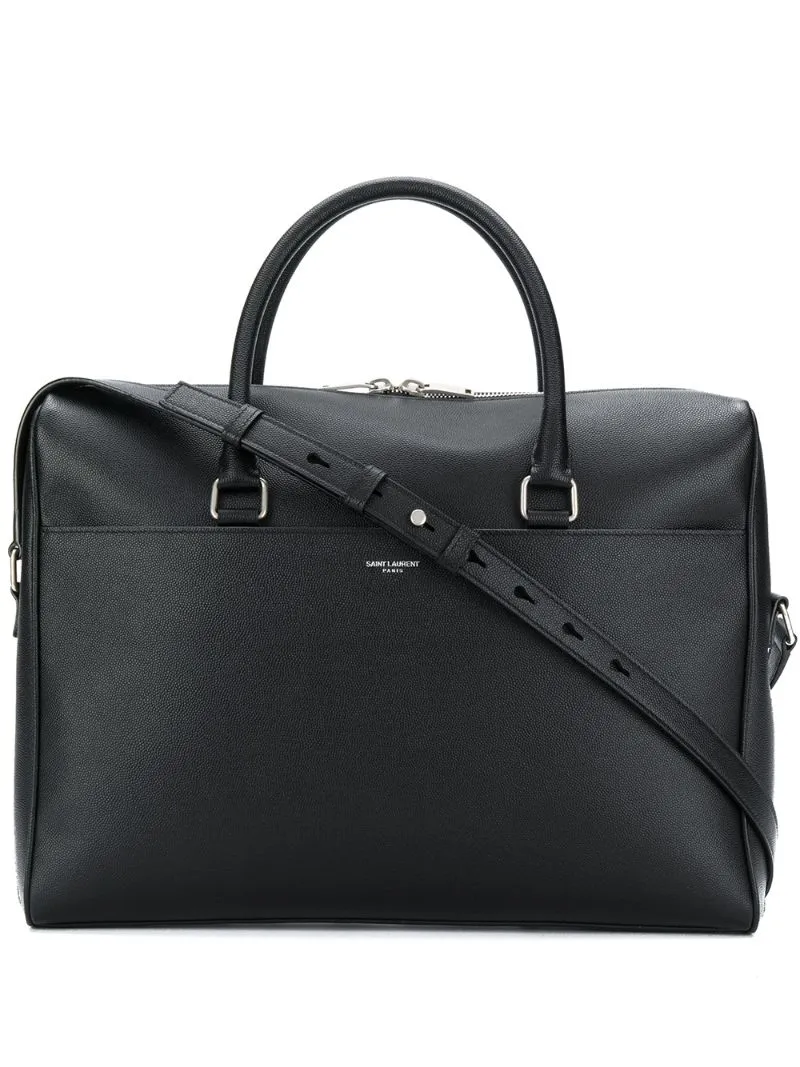 Saint Laurent - logo stamp briefcase - men - Leather - One Size - Black