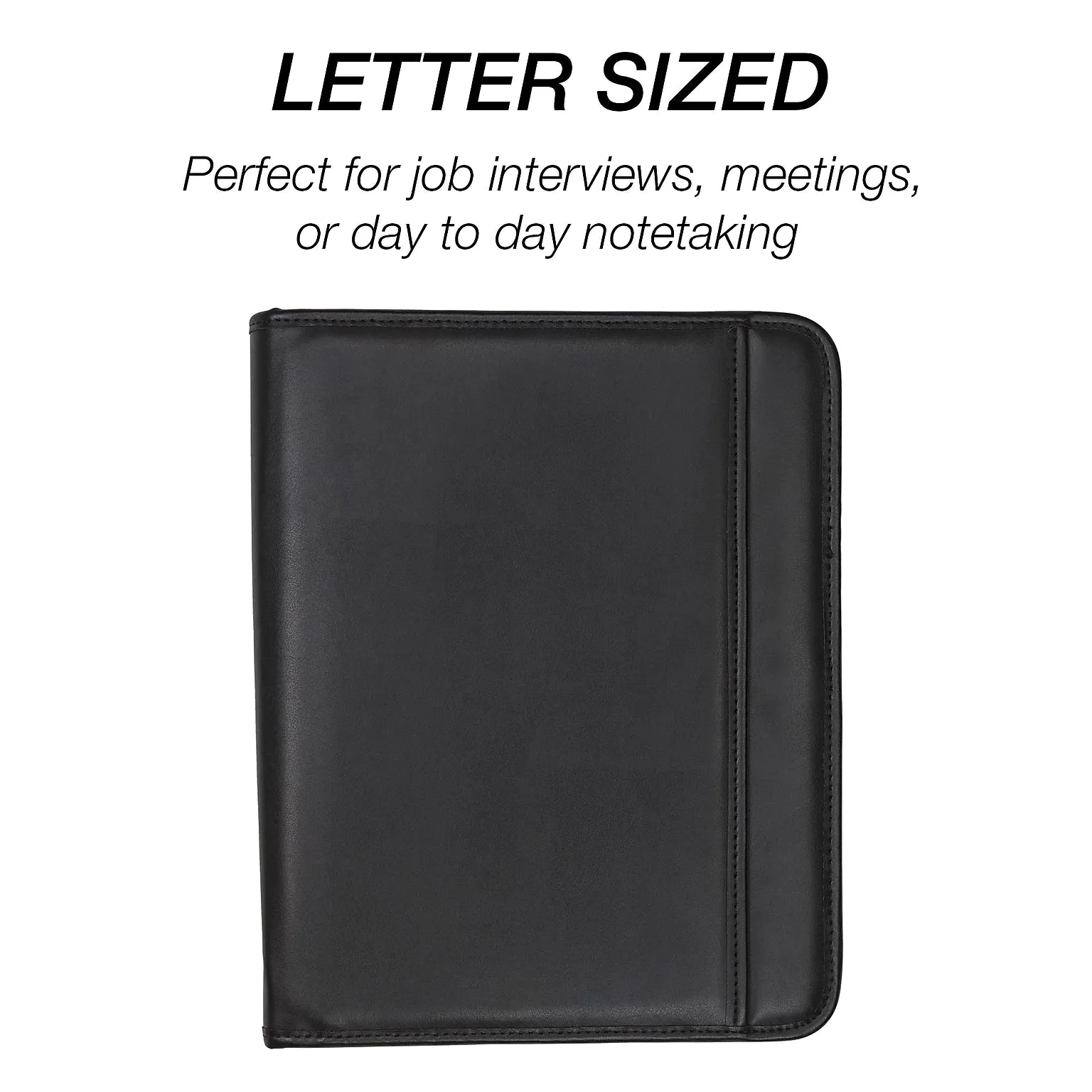 Samsill Professional Leather Padfolio/Notepad, Black (70820)