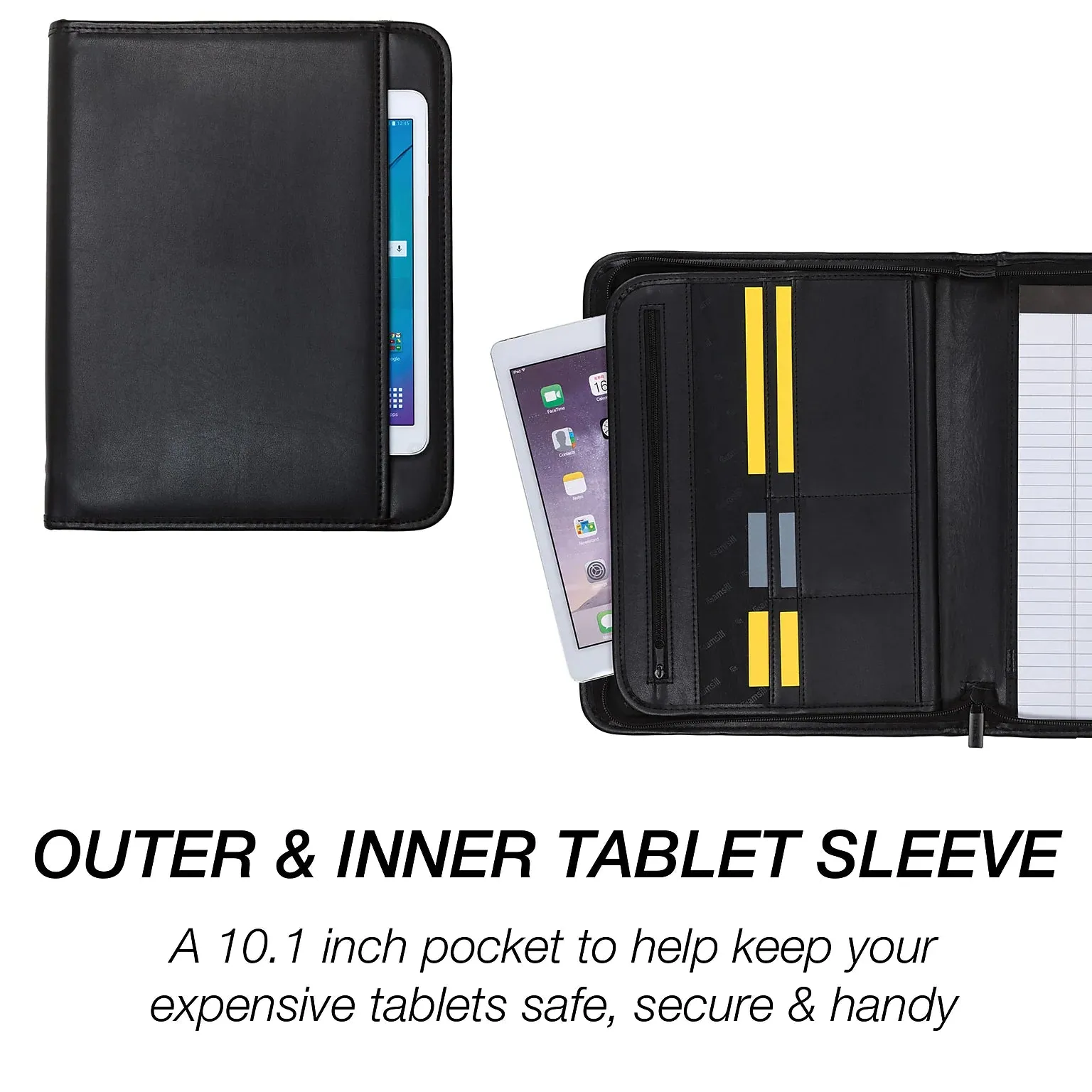 Samsill Professional Leather Padfolio/Notepad, Black (70820)