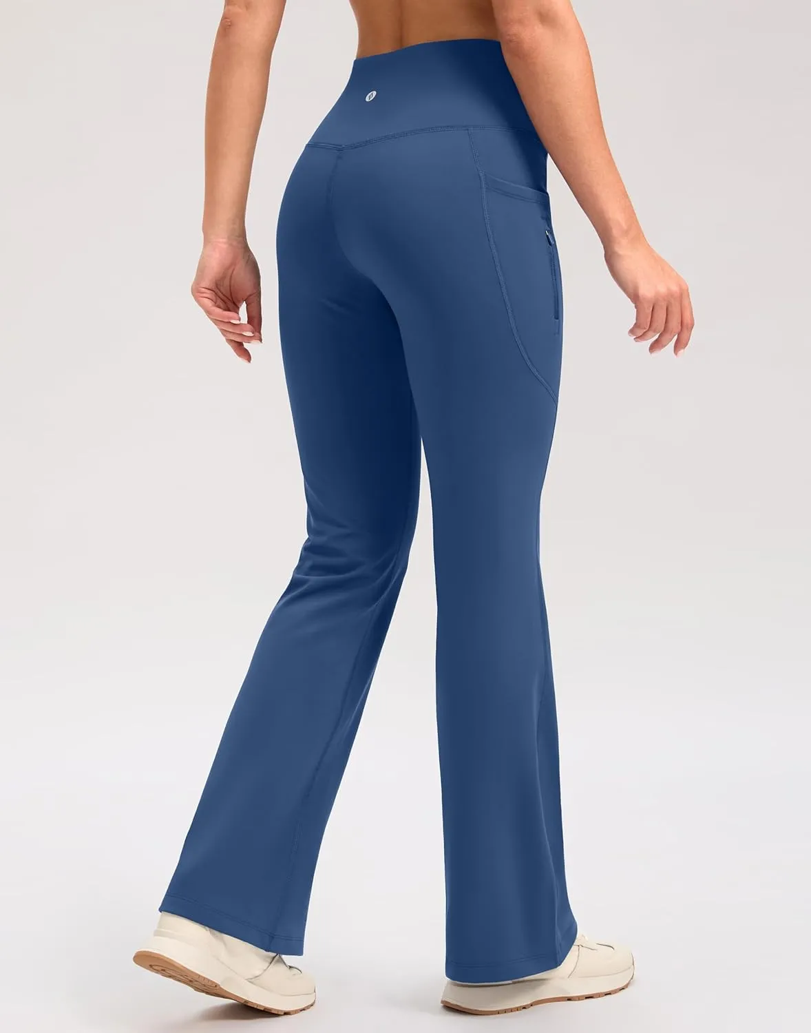 SANTINY Fleece Lined Flare Leggings Women 28.5/30.5/32 Water Resistant Winter Bell Bottom Hiking Yoga Pants with Pockets