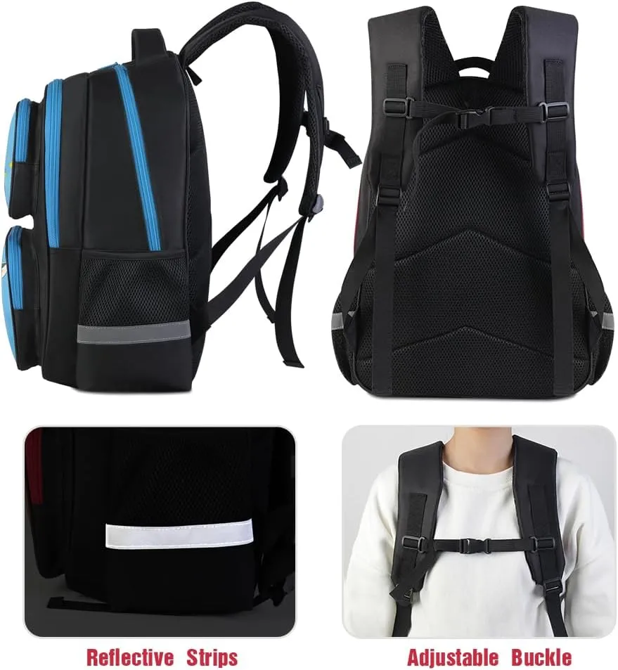 School Backpack For Boys Girls Backpack For Kids Toddler Teens Elementary Middle School 17 inch Boys Backpacks Ages 6-18 Travel Book bag with Chest Strap Giraffe Pattern