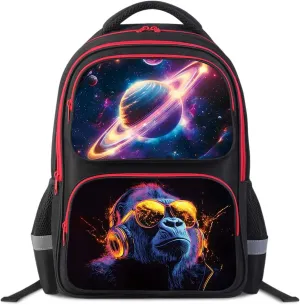 School Backpack For Boys Girls Backpack For Kids Toddler Teens Elementary Middle School 17 inch Boys Backpacks Ages 6-18 Travel Book bag with Chest Strap Gorilla Pattern