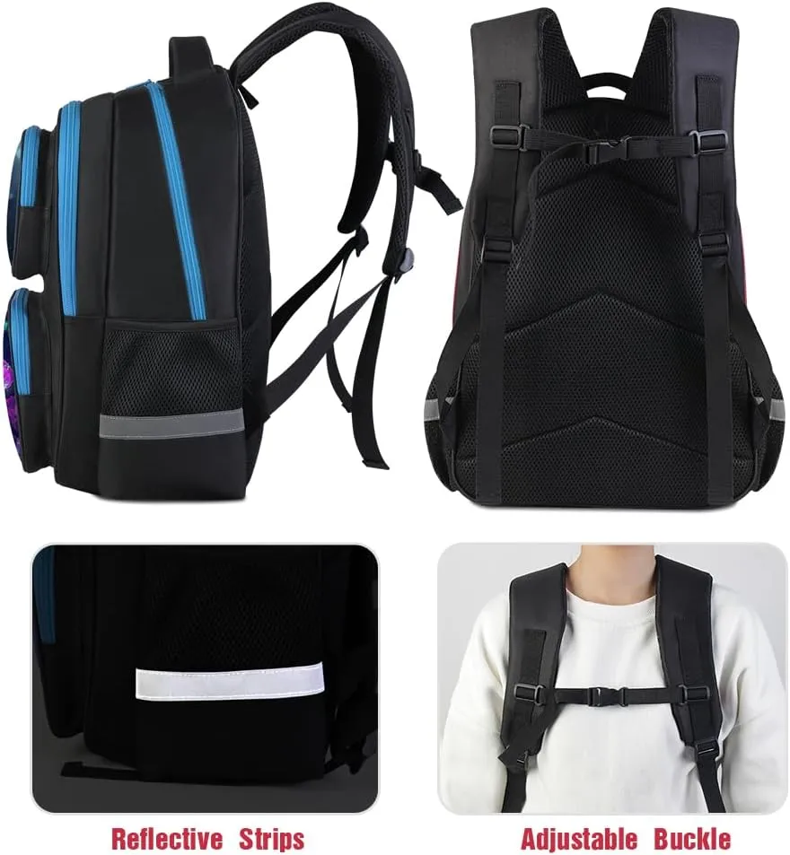 School Backpack For Boys Girls Backpack For Kids Toddler Teens Elementary Middle School 17 inch Boys Backpacks Ages 6-18 Travel Book bag with Chest Strap Jellyfish Pattern