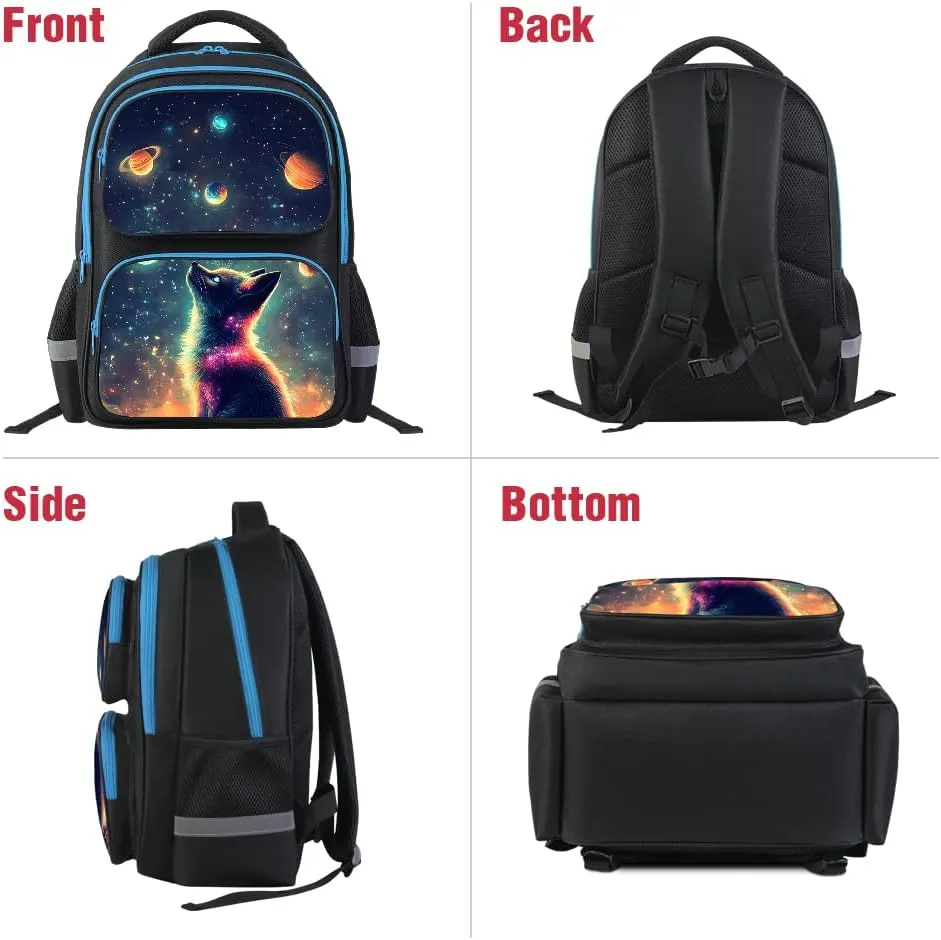 School Backpack For Boys Girls Backpack For Kids Toddler Teens Elementary Middle School 17 inch Boys Backpacks Ages 6-18 Travel Book bag with Chest Strap Star Fox Pattern
