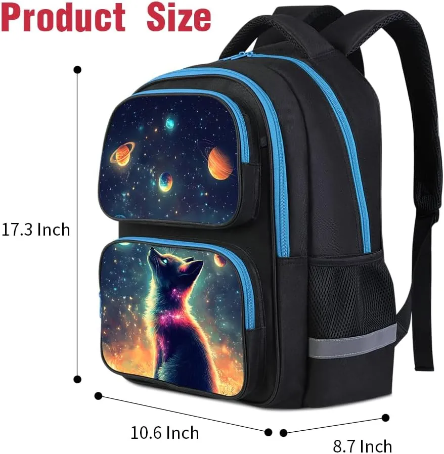 School Backpack For Boys Girls Backpack For Kids Toddler Teens Elementary Middle School 17 inch Boys Backpacks Ages 6-18 Travel Book bag with Chest Strap Star Fox Pattern