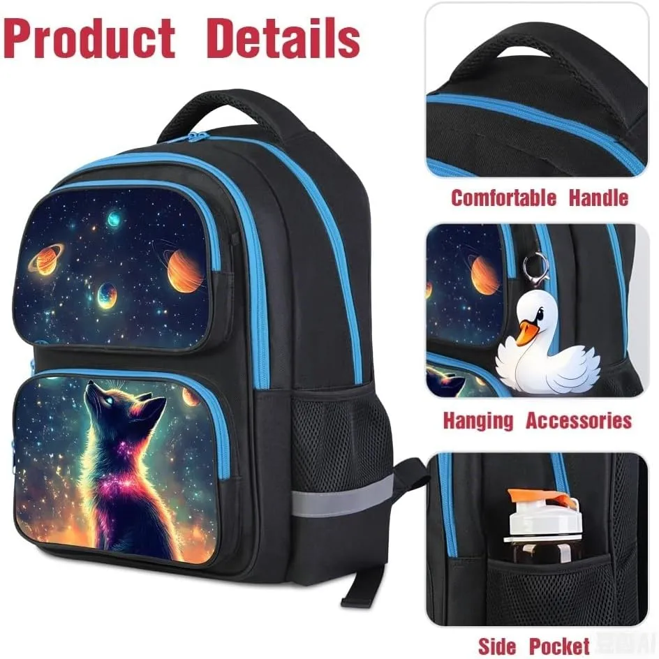 School Backpack For Boys Girls Backpack For Kids Toddler Teens Elementary Middle School 17 inch Boys Backpacks Ages 6-18 Travel Book bag with Chest Strap Star Fox Pattern