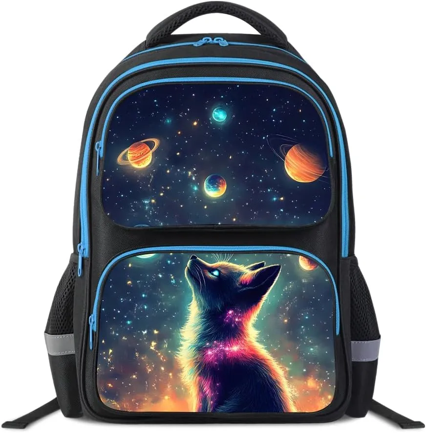 School Backpack For Boys Girls Backpack For Kids Toddler Teens Elementary Middle School 17 inch Boys Backpacks Ages 6-18 Travel Book bag with Chest Strap Star Fox Pattern