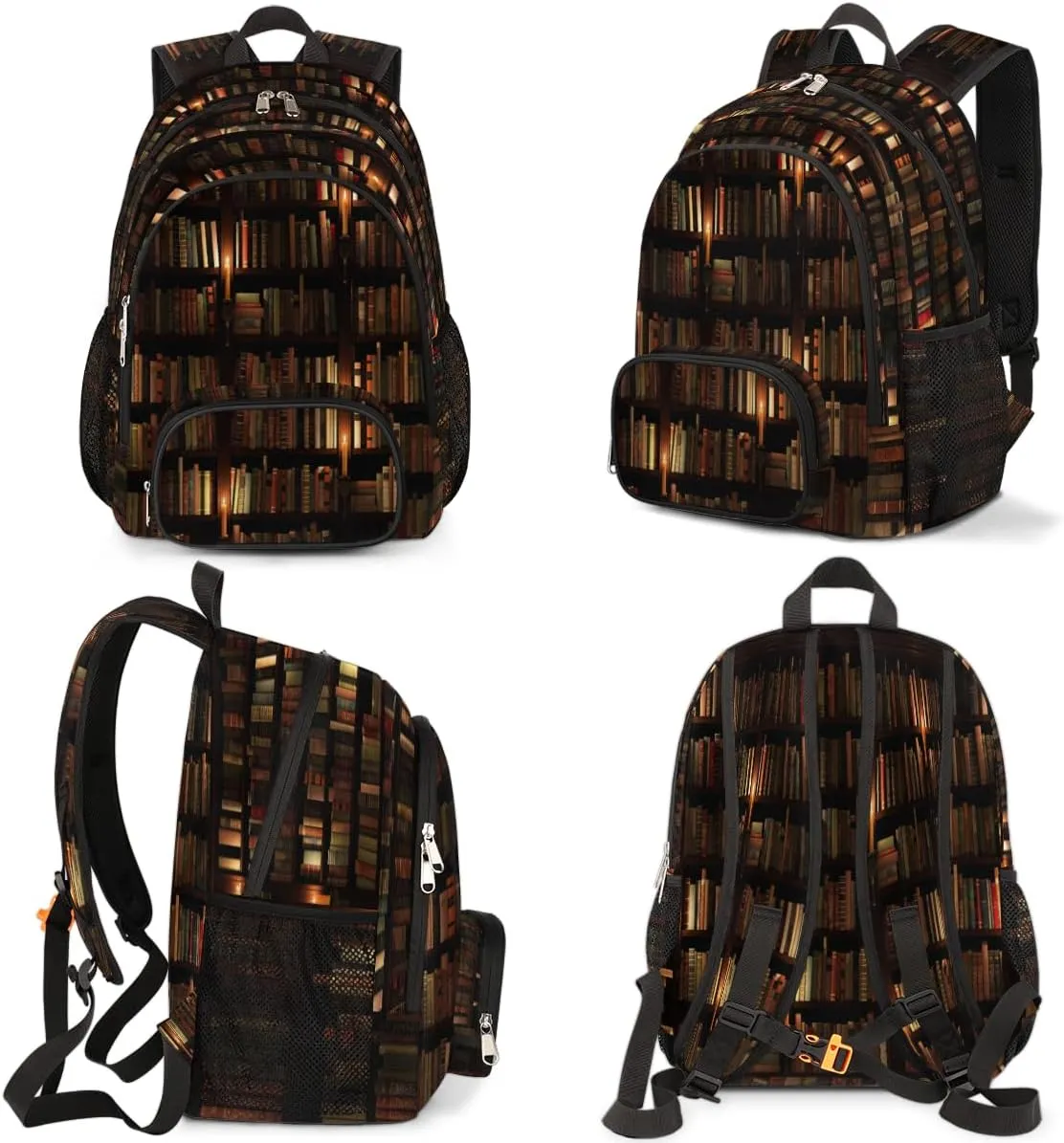 School Backpack for Boys Girls, Bookshelf Book Library Elementary School Bags Vintage Library Bookshelf Lightweight Bookbag Laptop Backpack Casual Daypack Rucksack for Kids Teens