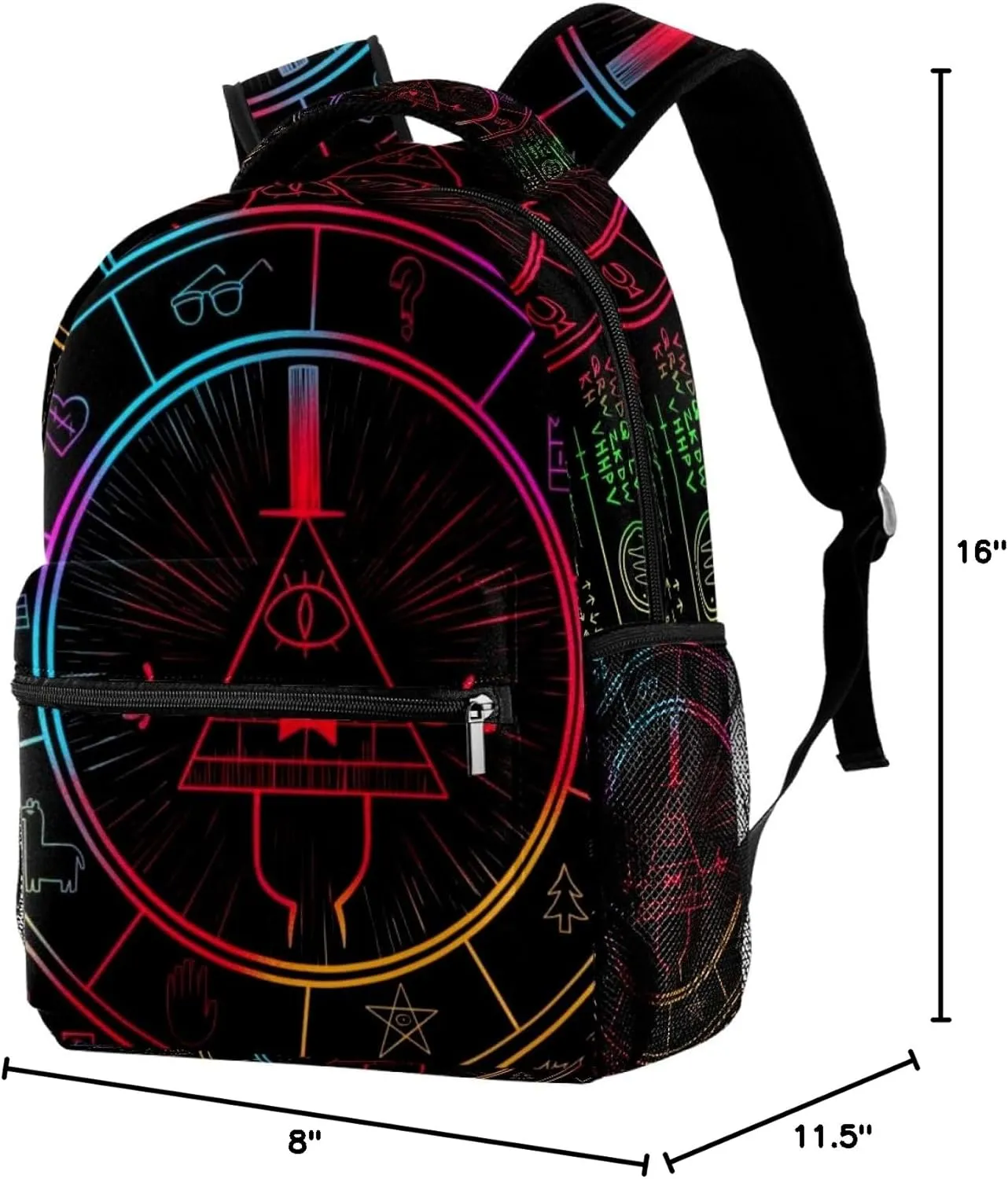 School Backpack for Girls Boys, Bill Cipher Wheel Elementary School Bags Lightweight Travel Rucksack Laptop Backpacks