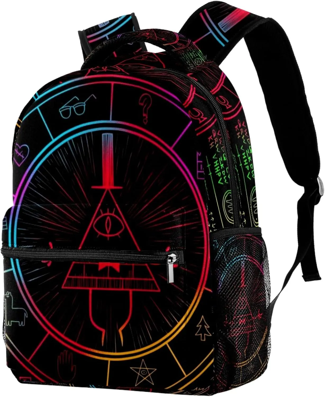 School Backpack for Girls Boys, Bill Cipher Wheel Elementary School Bags Lightweight Travel Rucksack Laptop Backpacks