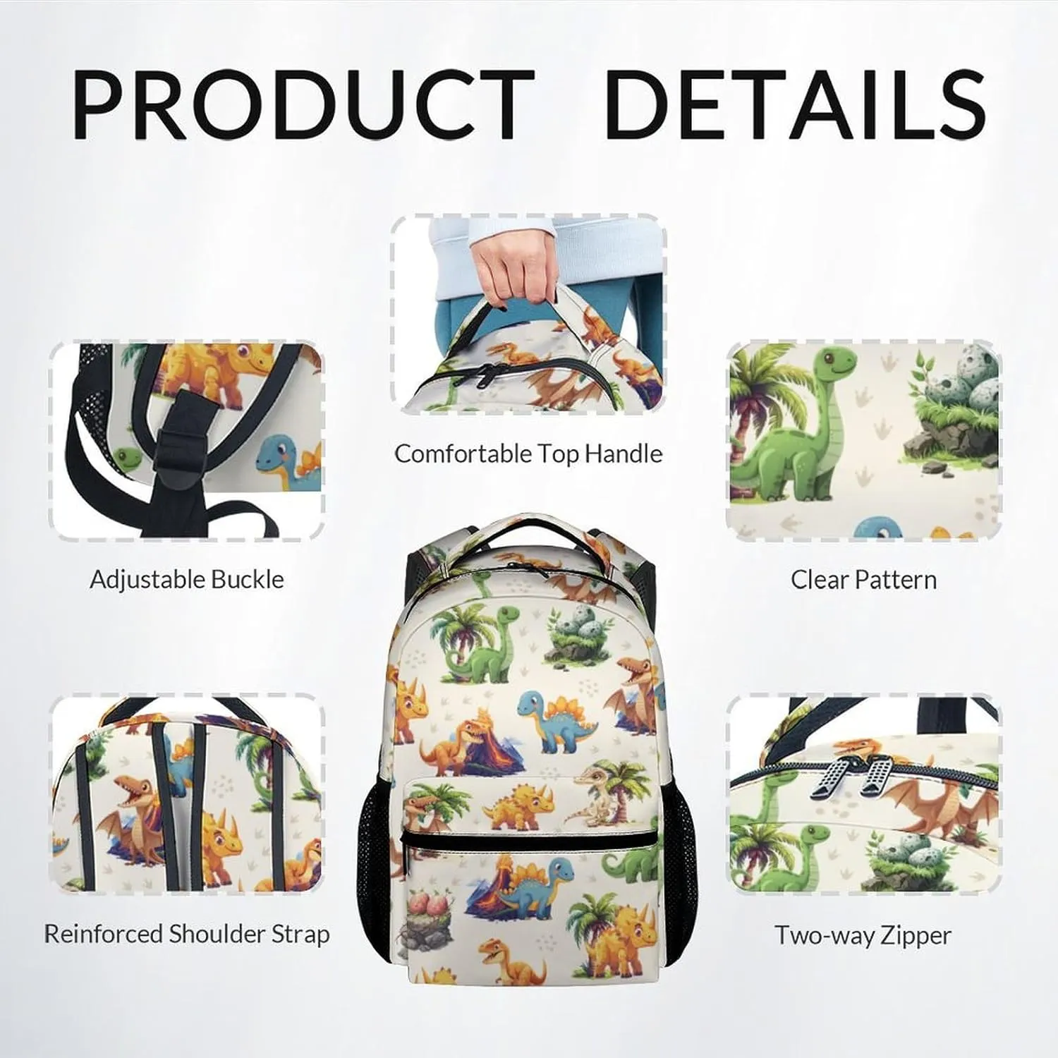 School Backpack for Girls Boys, Dinosaur Backpacks for Kids Ages 6-10, Set of 3 Bookbag for Elementary Middle School, Cute Colorful School Bag with Lunch Box and Pencil Case
