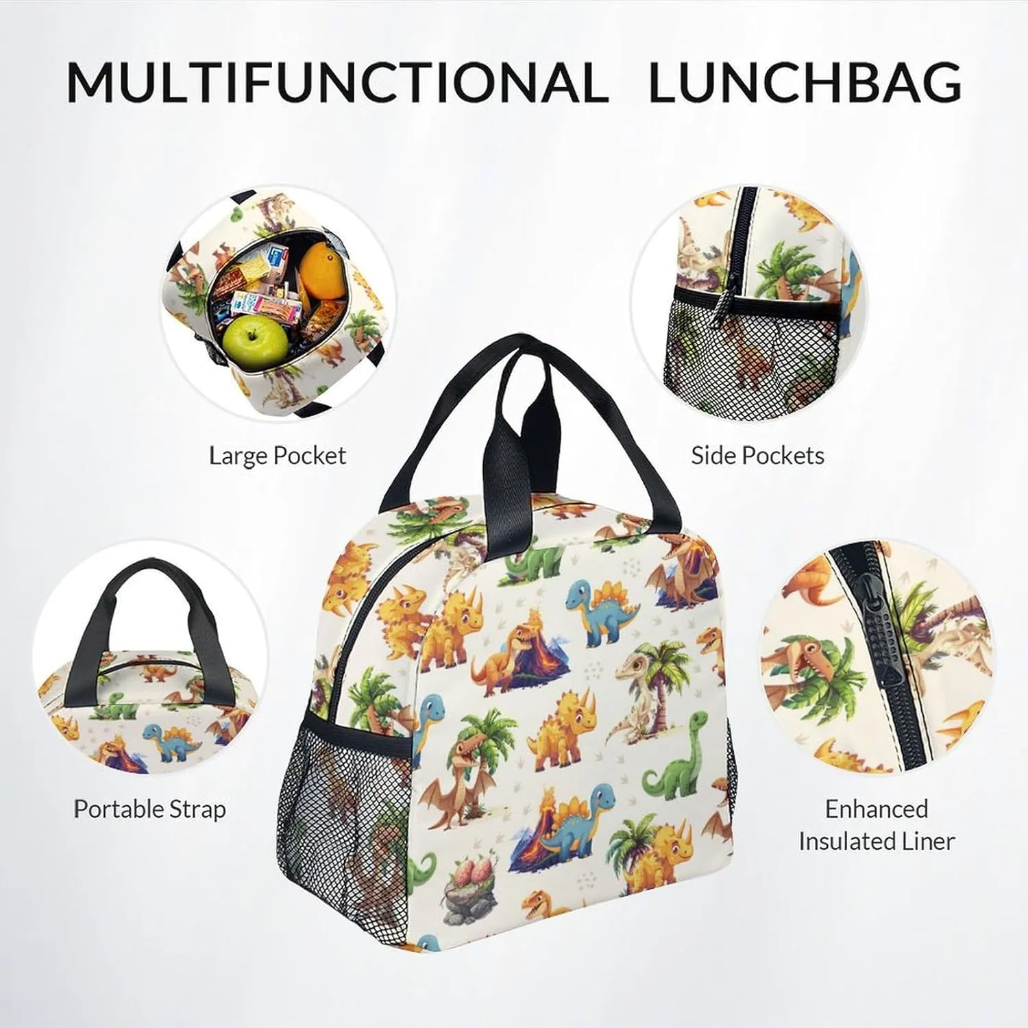 School Backpack for Girls Boys, Dinosaur Backpacks for Kids Ages 6-10, Set of 3 Bookbag for Elementary Middle School, Cute Colorful School Bag with Lunch Box and Pencil Case