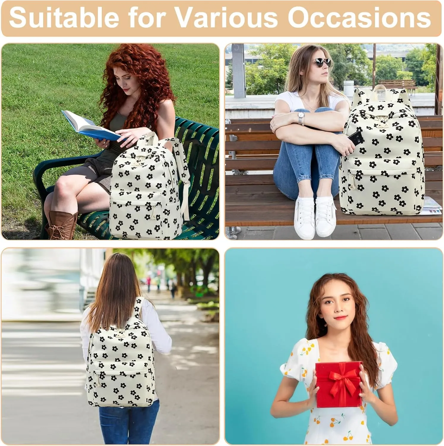 School Backpack for Teen Girls Women Laptop Backpack College Bookbags Middle School Travel Work Commuter Back Pack