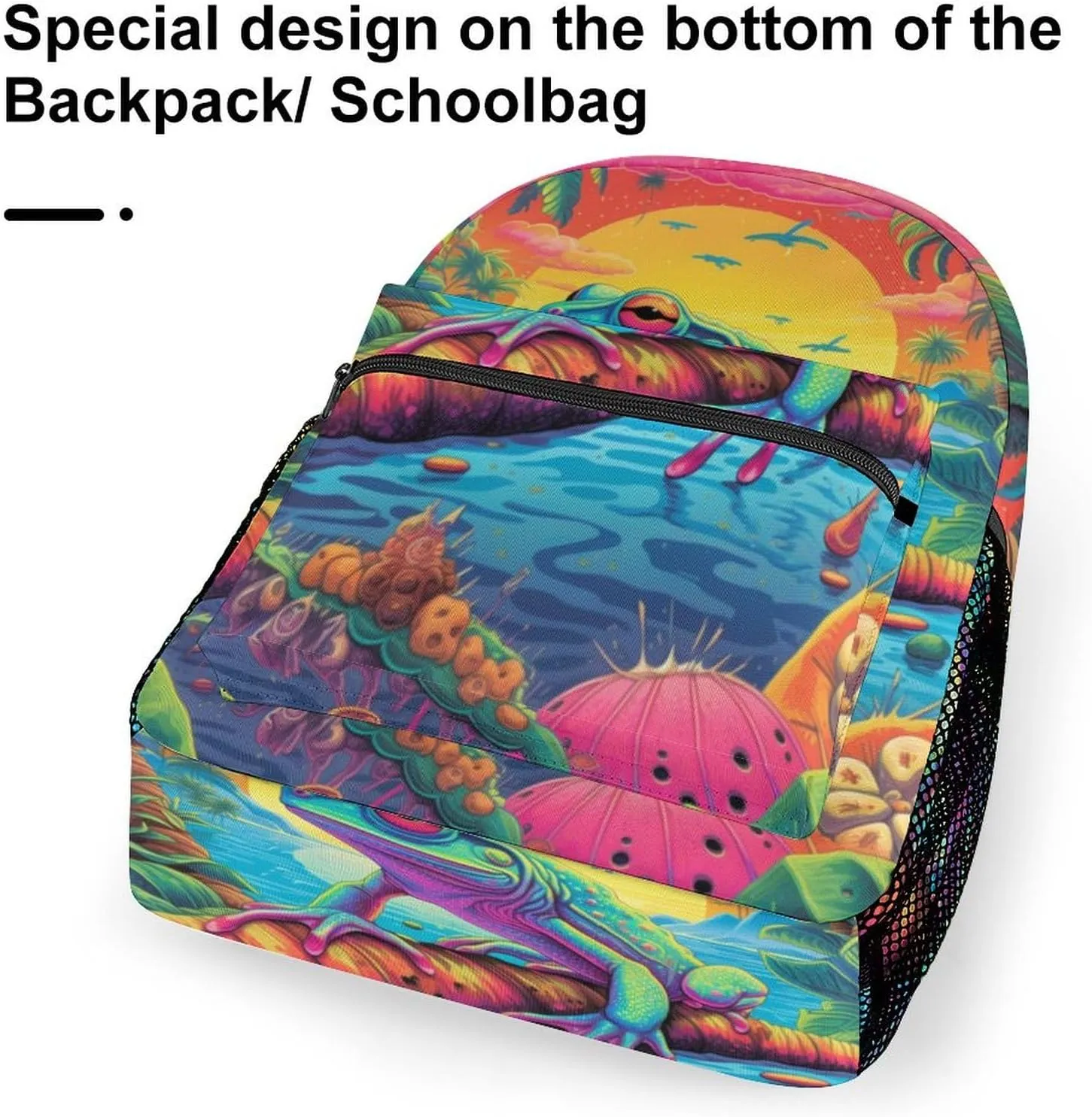 School Backpacks Frog Jungle Bookbag Student Backpack Shoulder Bag Casual Daypack for Boys Girls