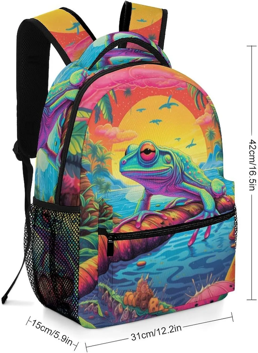 School Backpacks Frog Jungle Bookbag Student Backpack Shoulder Bag Casual Daypack for Boys Girls