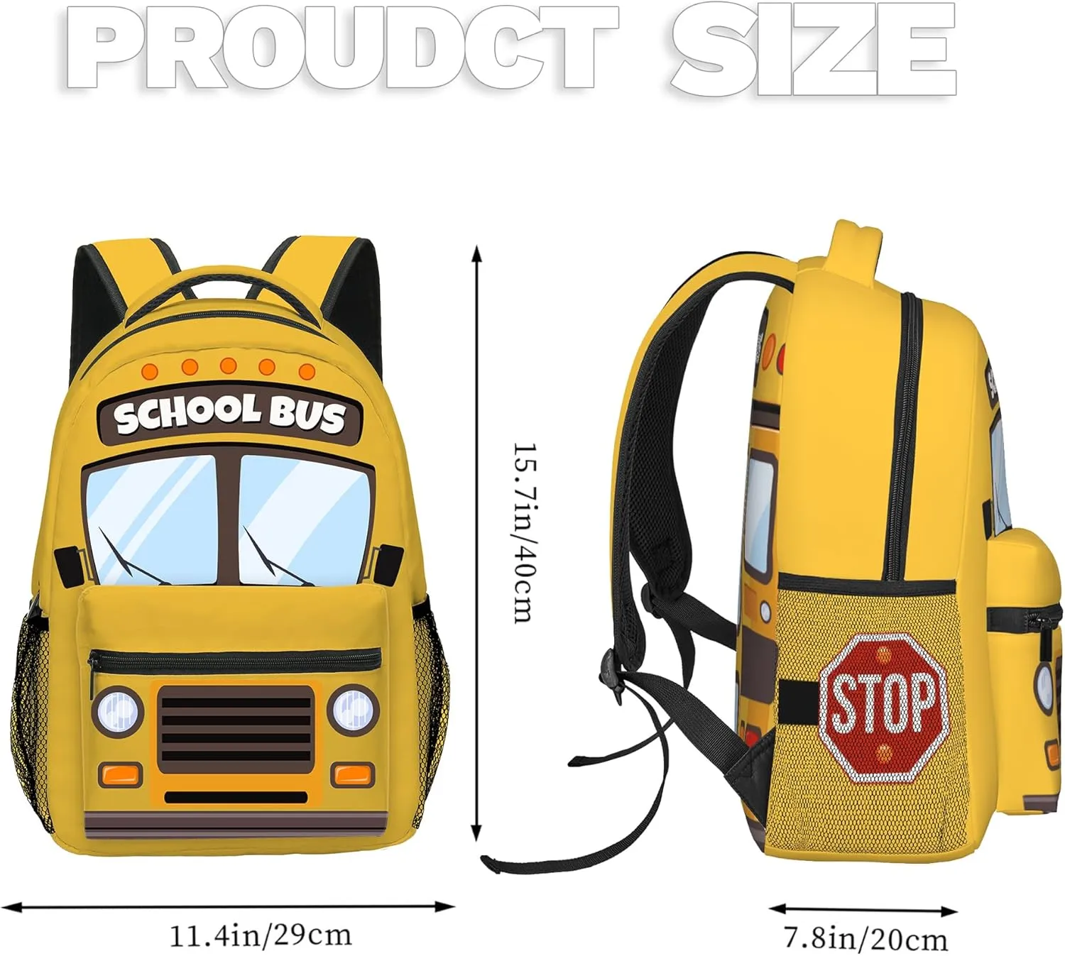 School Bus Backpack for Kids Boys Girls, Funny Bookbags For Elementary Middle School, Large Travel Laptop Backpacks, Durable Lightweight School Bags