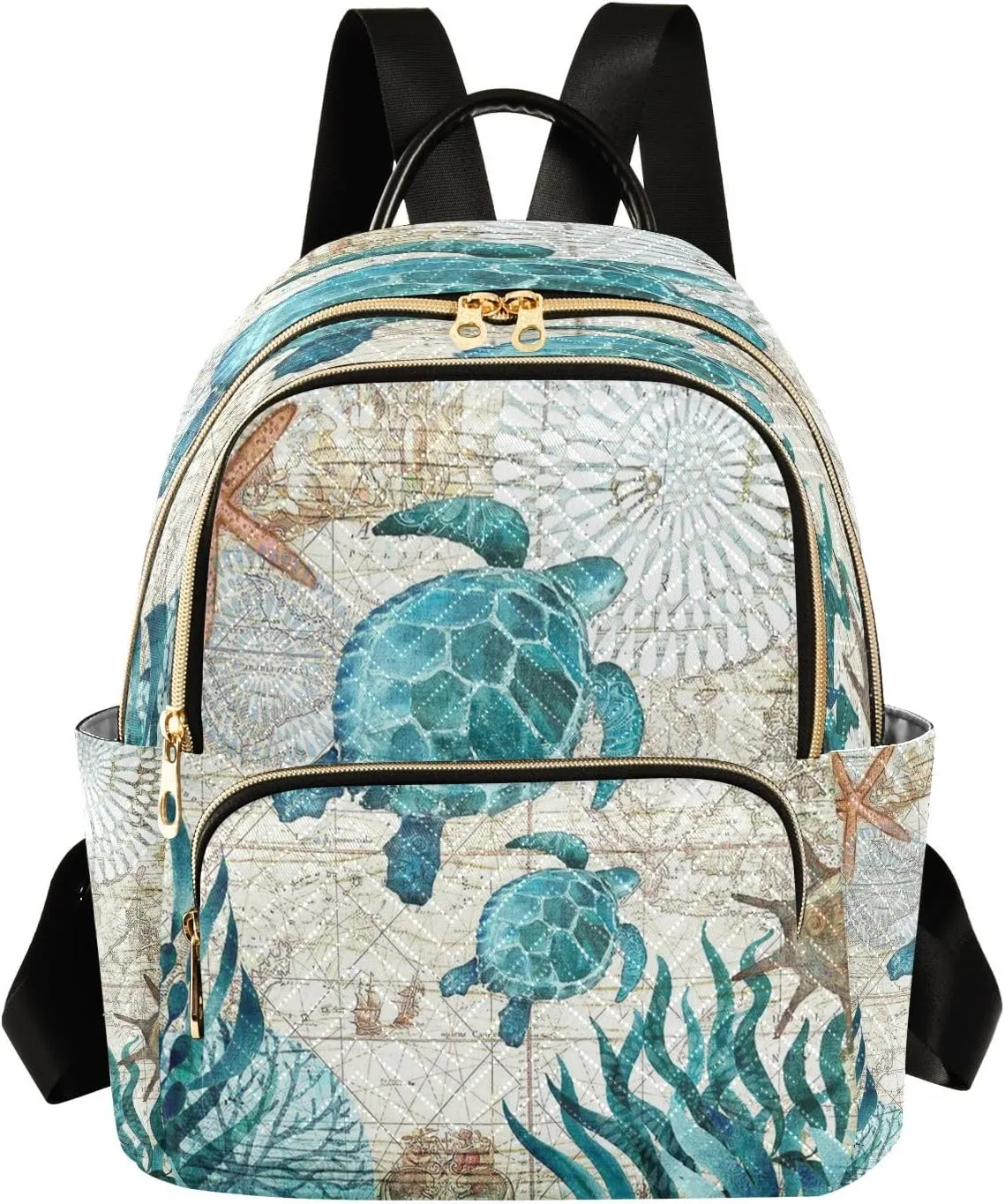 senya Vintage Ocean Sea Turtle Women Backpack Purse Travel Daypack Shoulder Bag