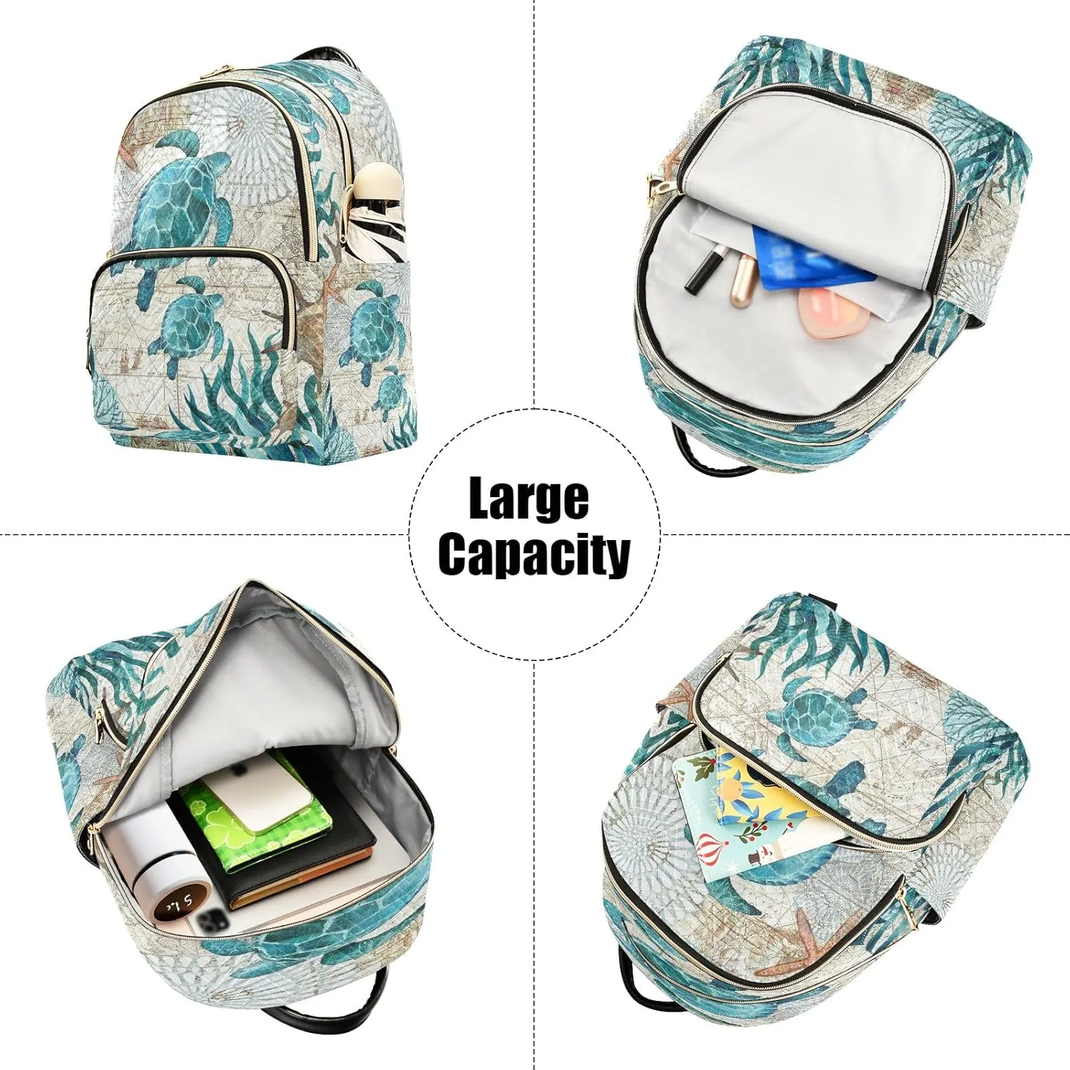 senya Vintage Ocean Sea Turtle Women Backpack Purse Travel Daypack Shoulder Bag