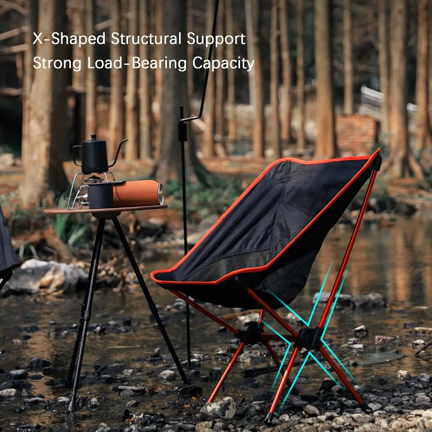 Set of 2 Portable Camping Chair, Compact & Lightweight Folding Chair with Carry Bag, 90 kg Capacity, ior Support, Ideal for Backpacking, Beach, Picnic, Fishing, Garden,Red (Orange One Size)