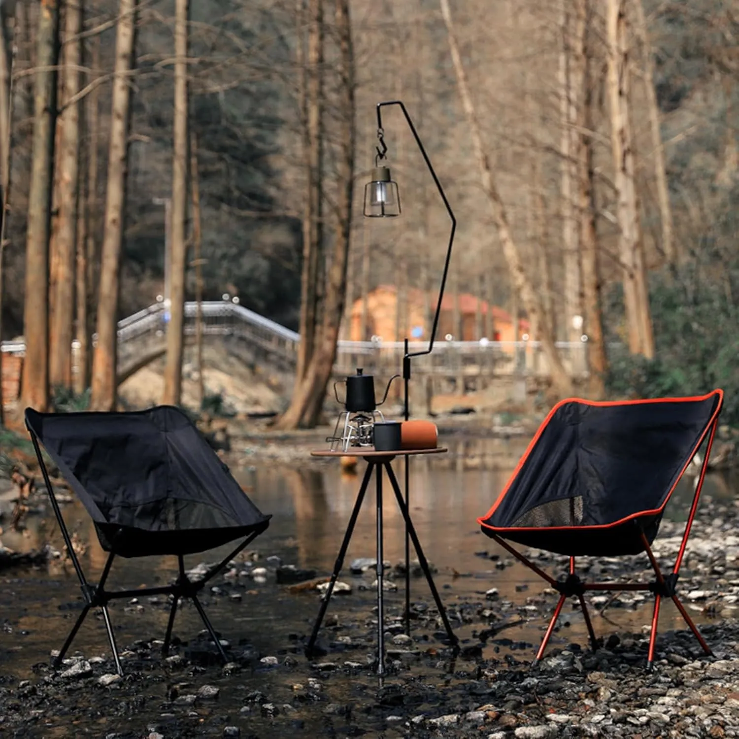 Set of 2 Portable Camping Chair, Compact & Lightweight Folding Chair with Carry Bag, 90 kg Capacity, ior Support, Ideal for Backpacking, Beach, Picnic, Fishing, Garden,Red (Orange One Size)