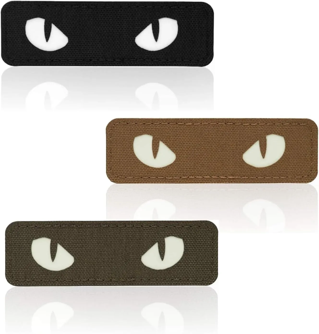 Set of 3 M-Tac Cat Eyes - Glow in The Dark - Morale Patches Tactical Patch Military Combat Hook Fasteners