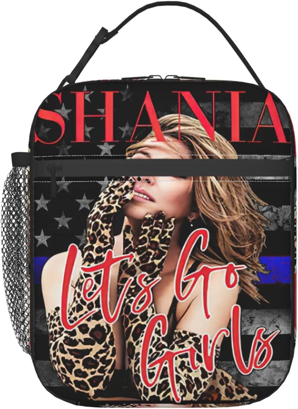 Shania Great Artist Twain Insulated Lunch Bags Reusable Lunch Tote Bag Zipper Cooler Bag Meal Holder Lunch Organizer with Detachable Buckle Handle Lightweight Lunch Handbag for Activities