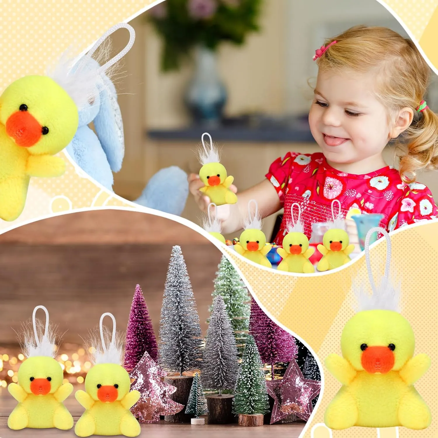 Shappy 50 Pcs Mini Animal Plush Toys Small Stuffed Animals Bulk Cute Tiny Plushies Keychains for Gift Party Carnival Prize(Duck)