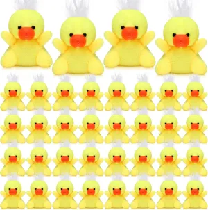 Shappy 50 Pcs Mini Animal Plush Toys Small Stuffed Animals Bulk Cute Tiny Plushies Keychains for Gift Party Carnival Prize(Duck)