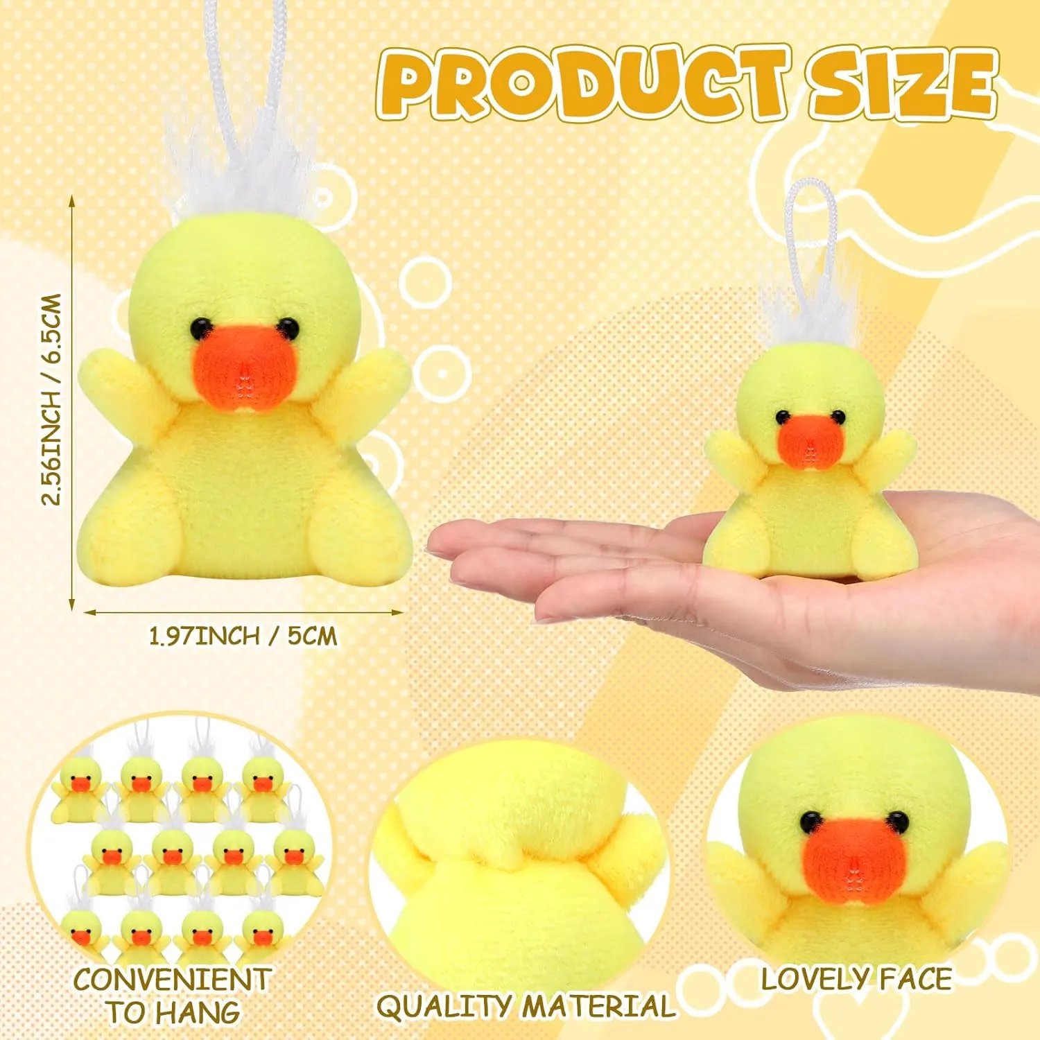 Shappy 50 Pcs Mini Animal Plush Toys Small Stuffed Animals Bulk Cute Tiny Plushies Keychains for Gift Party Carnival Prize(Duck)
