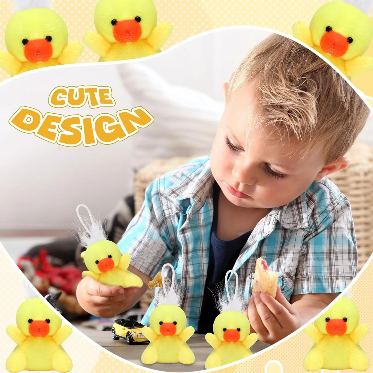 Shappy 50 Pcs Mini Animal Plush Toys Small Stuffed Animals Bulk Cute Tiny Plushies Keychains for Gift Party Carnival Prize(Duck)