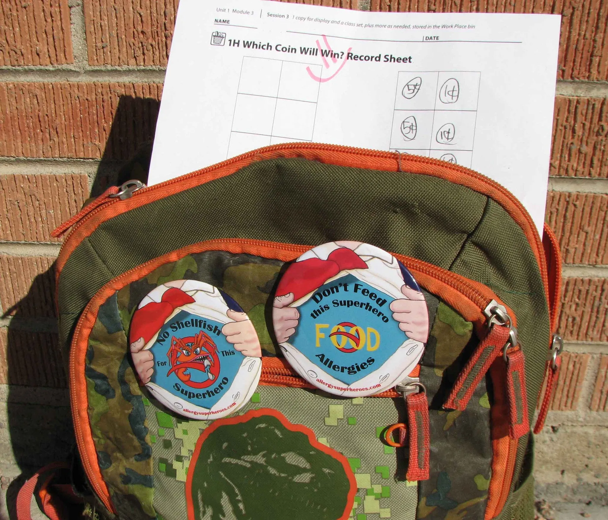Shellfish Allergy Superhero Boy Button