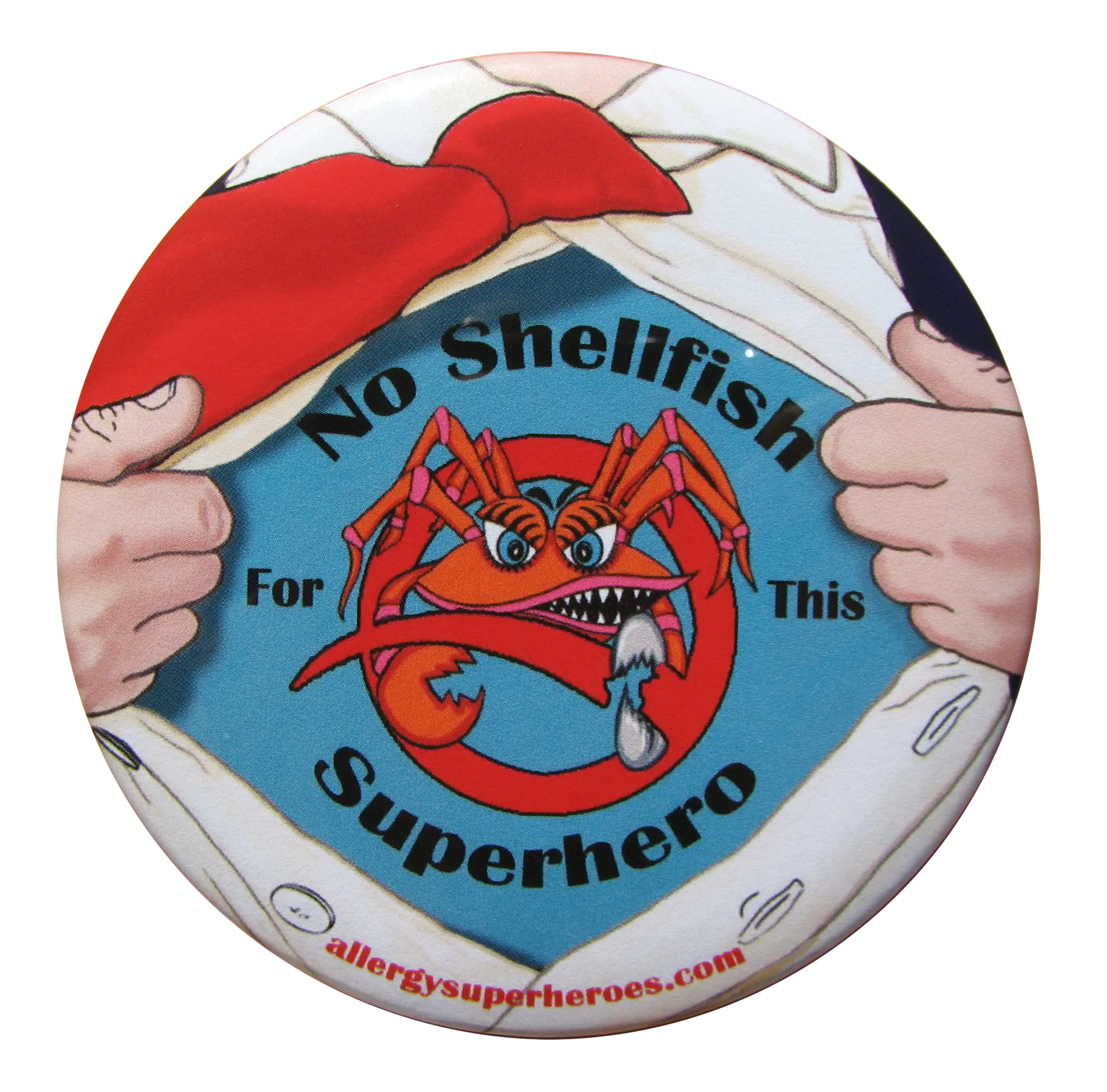 Shellfish Allergy Superhero Boy Button