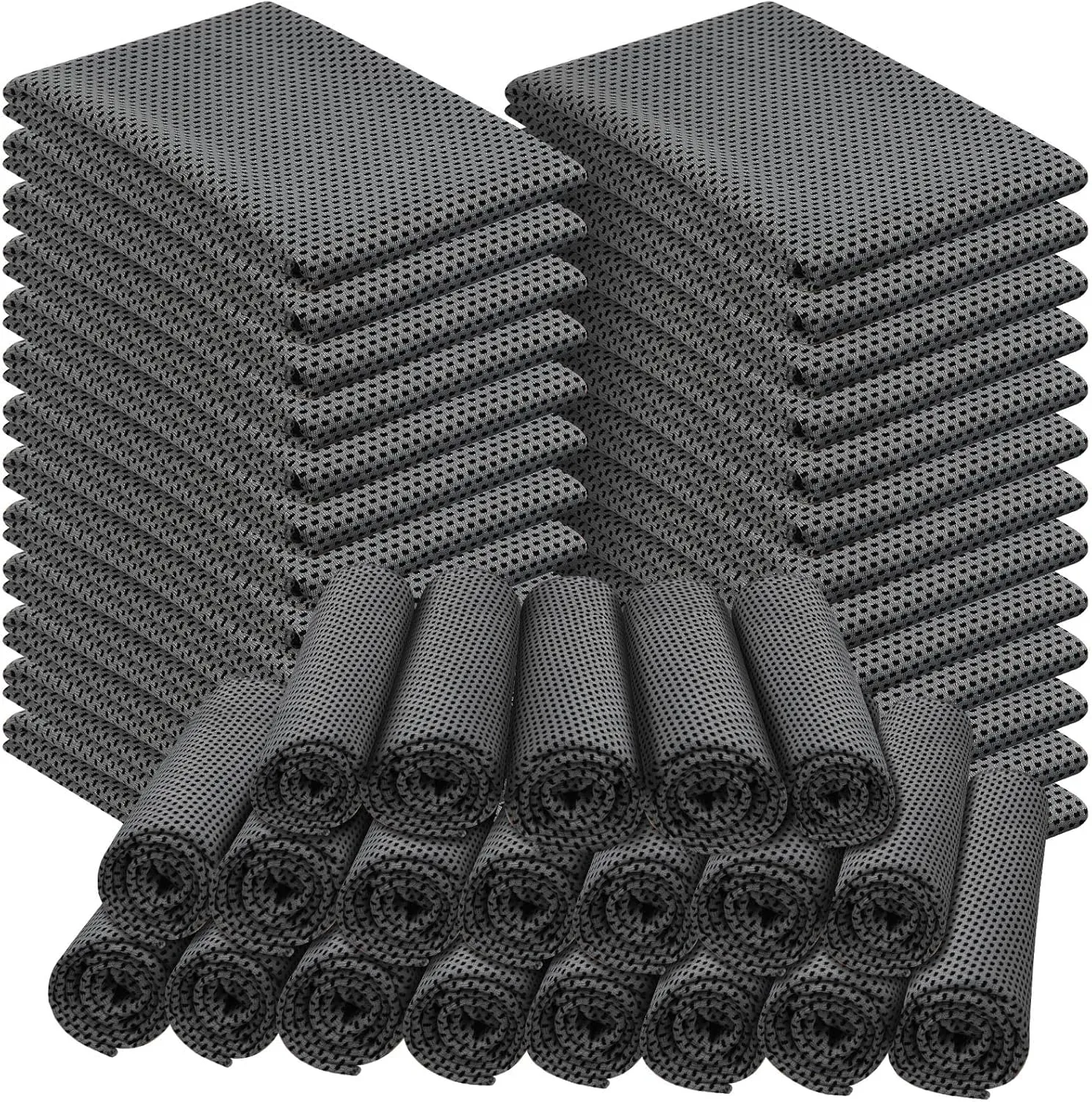 Shellwei 50 Pcs Cooling Towel 40 x 12 Inch Microfiber Workout Towels Breathable Chilly Towel Ice Cool Cold Towels Bulk Fast Drying Absorbent Sweat Rag for Neck Yoga Sports Golf Gym