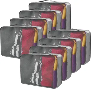 Silkfly 8 Pcs XL Packing Cube for Travel Luggage Organizer Suitcase High Capacity Large Packing Bag Bulk Reusable Mesh Travel Cube for Hiking Camping Accessory, 17.7 x 13 x 4.7 Inch(Gray)