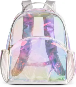 Simple Modern Medium Clear Backpack for Kids | Plastic Mini Backpack for School Kindergarten Elementary | Transparent Bag Stadium Approved | Fletcher Collection | Kids - 15" tall | Clear Opalescent