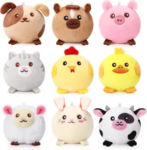 Skylety 9 Pcs Mini Plush Animals Toys Bulk 3.15 Inch Cute Soft Small Stuffed Animal Plush Keychain for Kids Goodie Bag Fillers Birthday Classroom School Prizes Festival Party Favors(Farm Animals)