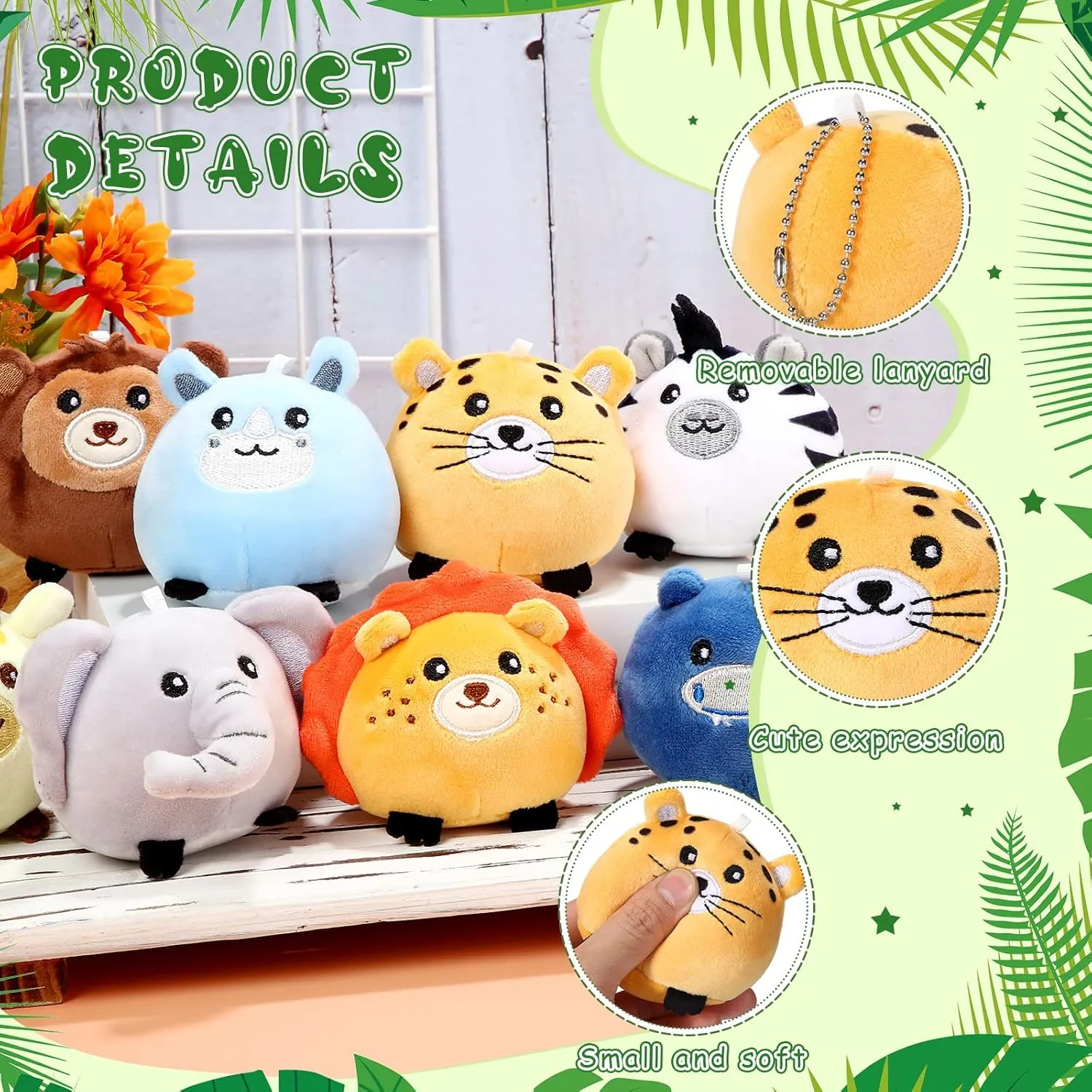 Skylety 9 Pcs Mini Plush Animals Toys Bulk 3.15 Inch Cute Soft Small Stuffed Animal Plush Keychain for Kids Goodie Bag Fillers Birthday Classroom School Prizes Festival Party Favors(Forest Animals)