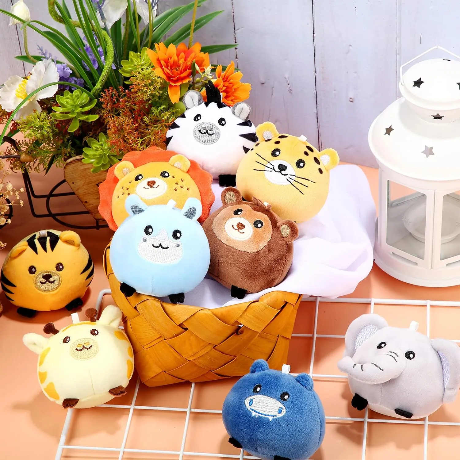 Skylety 9 Pcs Mini Plush Animals Toys Bulk 3.15 Inch Cute Soft Small Stuffed Animal Plush Keychain for Kids Goodie Bag Fillers Birthday Classroom School Prizes Festival Party Favors(Forest Animals)